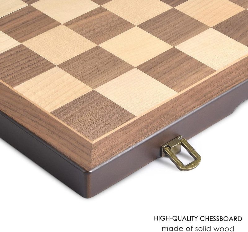 Magnetic Wooden Chess and Checkers Game Set, 15 Inches (2 in 1) Chess Board Games - Image 3
