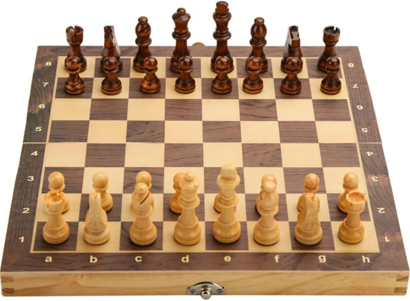15" x 15" Magnetic Wooden Folding Chess Set with 2 Extra Queens