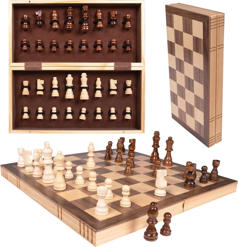 Wooden Chess Set, 11'' Chess Board Game with Wooden Storage Box & Magnetic Chess - Image 6