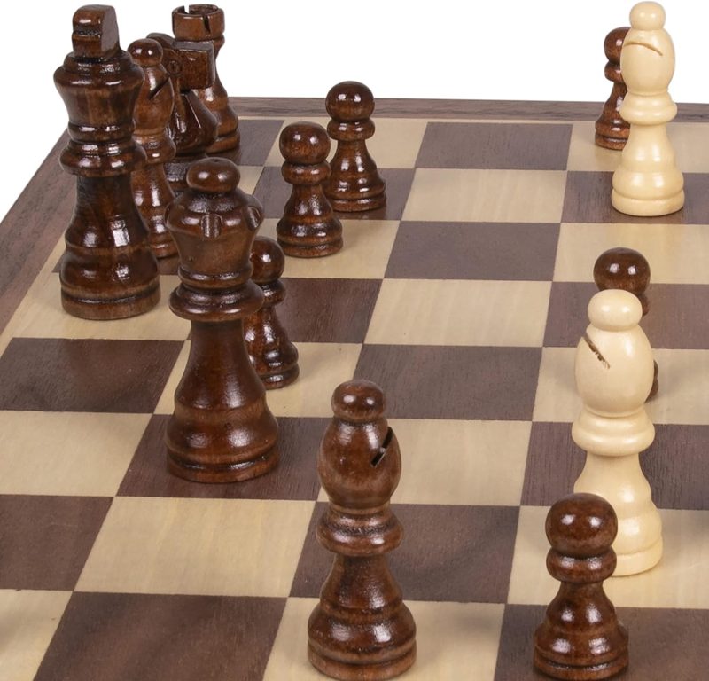 Wooden Chess Set, 11'' Chess Board Game with Wooden Storage Box & Magnetic Chess - Image 4