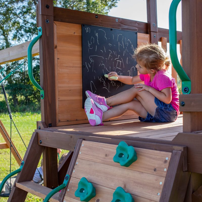 Backyard Discovery Cedar Cove Wooden Climbing Frame with 2 x Swings, Web Disc Swing and 2 x Slides - Image 3