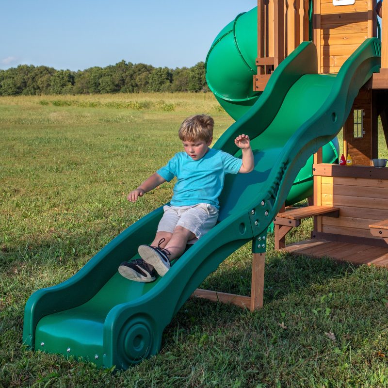 Backyard Discovery Cedar Cove Wooden Climbing Frame with 2 x Swings, Web Disc Swing and 2 x Slides - Image 9