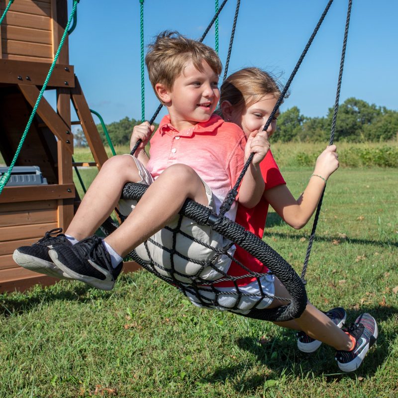 Backyard Discovery Cedar Cove Wooden Climbing Frame with 2 x Swings, Web Disc Swing and 2 x Slides - Image 8